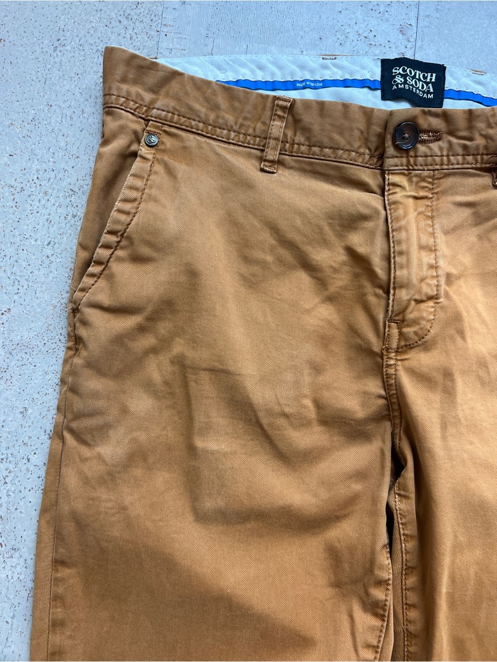 Scotch & Soda Mott Slim Chino Pants Men’s 32x31 Camel Brown Stretch Cotton - Picture 4 of 11